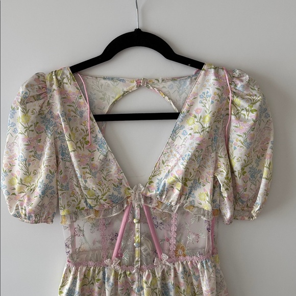 For Love & Lemons Glitter Garden Sleeve Mini Dress | XS - Picture 3 of 7